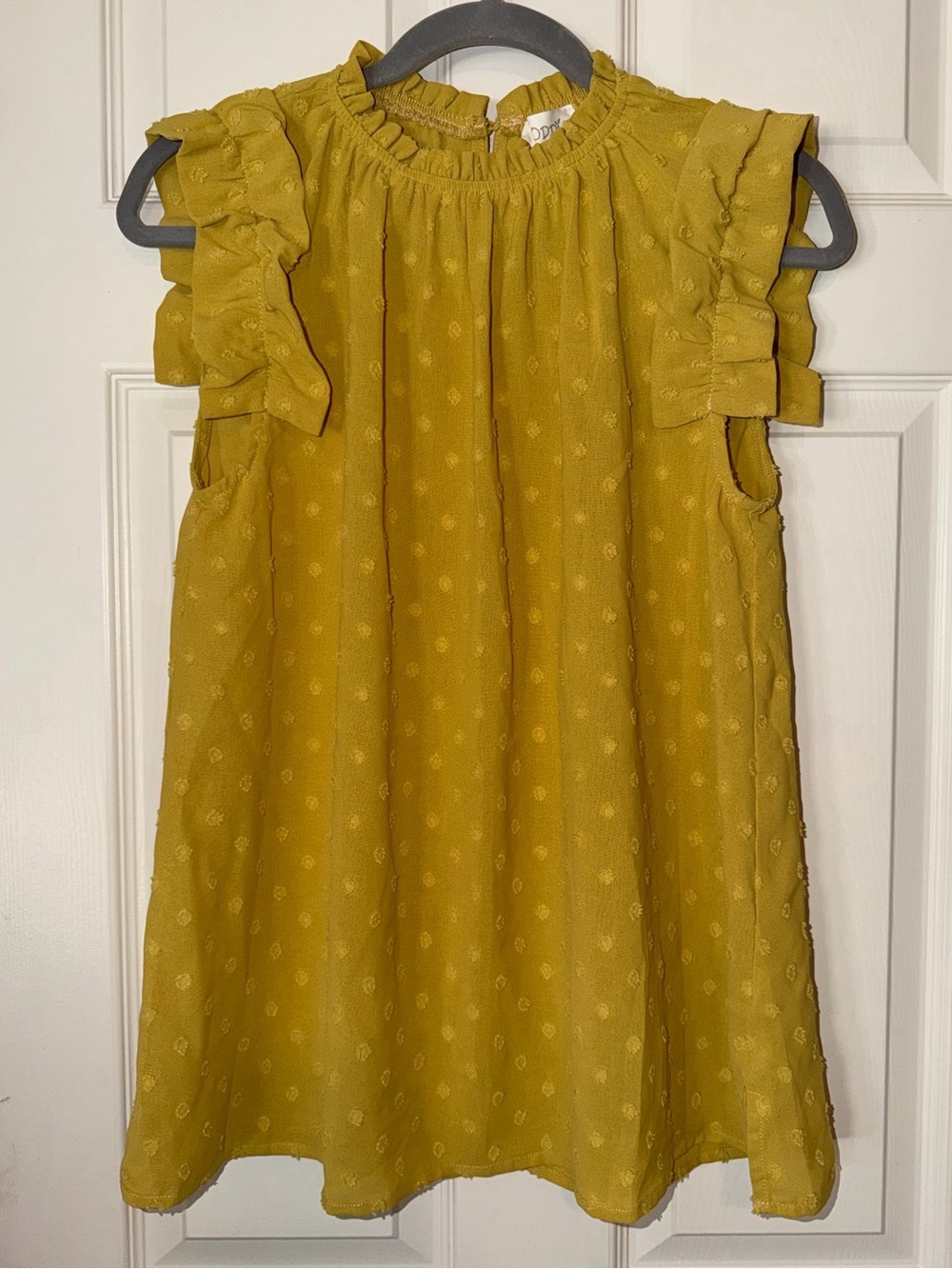 ODDY Mustard Yellow Ruffle Sleeve Short Sleeve Top